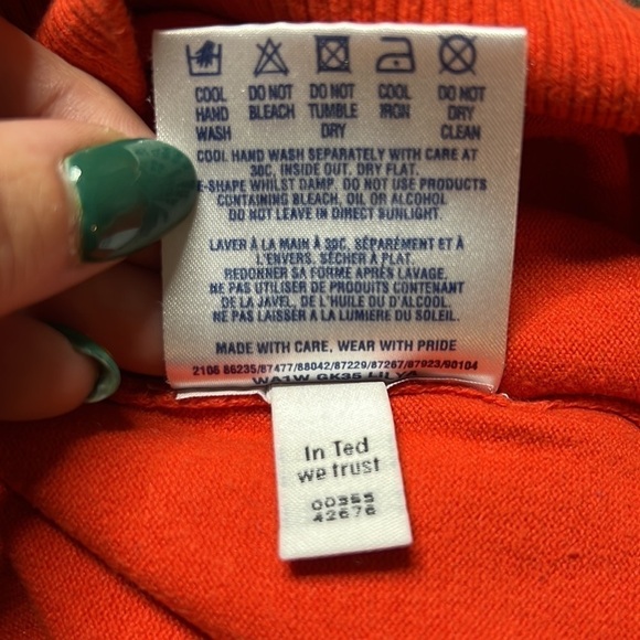 Ted Baker Crewneck Pullover with Felted Short Sleeves and Back Button Detail - Picture 6 of 6